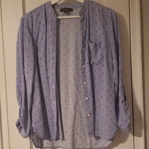 Blue and white button up